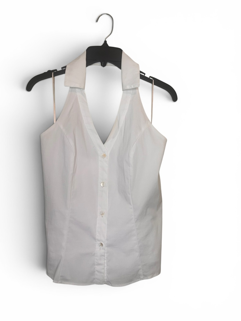 Olivaceous White Halter Button-Front Camisole